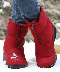 Promo 🌟 RXFSP Red Front-Zip Waterproof Snow Boot - 👩 Women 👏 -RXFSP-shop zu109210346 alt 2 tm1663940090