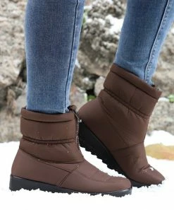 Deals โค๏ธ RXFSP Brown Front-Zip Waterproof Snow Boot - ๐ฉ Women ๐ฏ