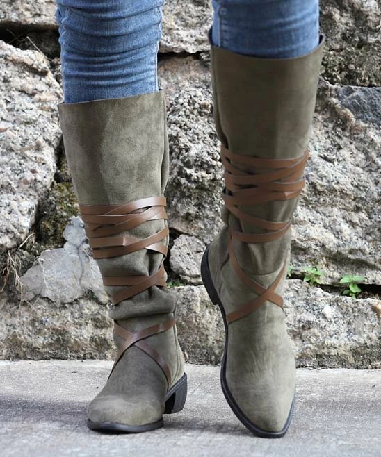 Buy ๐ RXFSP Army Green Tall Wrap-Accent Boot - ๐ฉ Women ๐ฅฐ 6 Buy ๐ RXFSP Army Green Tall Wrap-Accent Boot - ๐ฉ Women ๐ฅฐ - Image 4