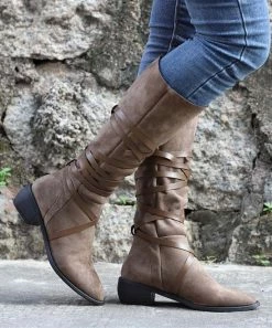 Outlet 👍 RXFSP Coffee Tall Wrap-Accent Boot - 👩 Women 🎉 -RXFSP-shop zu109316405 alt 2 tm1664481158