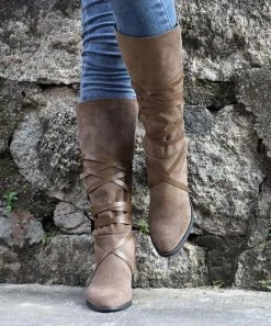 Outlet 👍 RXFSP Coffee Tall Wrap-Accent Boot - 👩 Women 🎉 -RXFSP-shop zu109316405 alt 3 tm1664481158