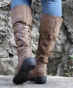 Outlet 👍 RXFSP Coffee Tall Wrap-Accent Boot - 👩 Women 🎉 -RXFSP-shop zu109316405 alt 4 tm1664481158