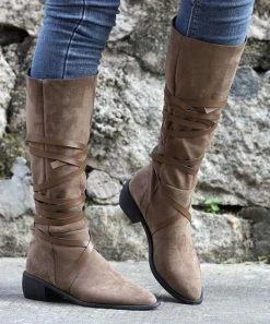 Outlet 👍 RXFSP Coffee Tall Wrap-Accent Boot - 👩 Women 🎉