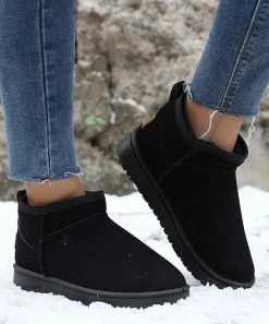 New 🎁 RXFSP Black Faux Fur-Lined Ankle Snow Boot - 👩 Women 🎁
