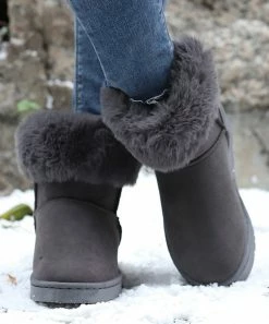 Best reviews of 💯 RXFSP Gray Faux Fur-Cuff Snow Boot - 👩 Women 😀 -RXFSP-shop zu109463145 alt 2 tm1665492322