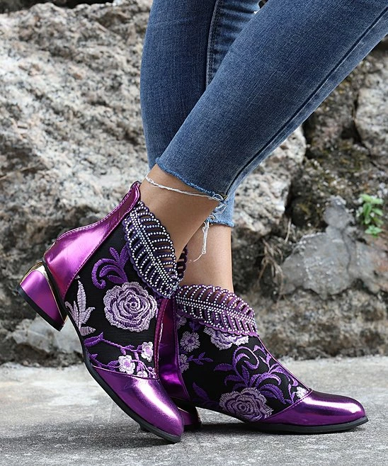 New ๐ RXFSP Purple Floral Ankle Boot - ๐ฉ Women ๐ 6 New ๐ RXFSP Purple Floral Ankle Boot - ๐ฉ Women ๐ - Image 4