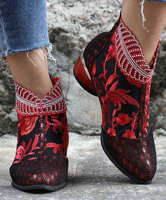 Hot Sale ๐งจ RXFSP Red Floral Ankle Boot - ๐ฉ Women ๐ฅฐ 5 Hot Sale ๐งจ RXFSP Red Floral Ankle Boot - ๐ฉ Women ๐ฅฐ - Image 3