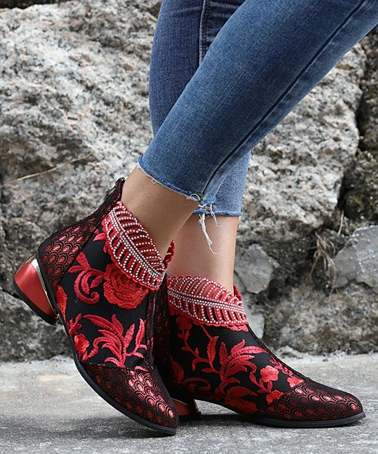 Hot Sale ๐งจ RXFSP Red Floral Ankle Boot - ๐ฉ Women ๐ฅฐ 6 Hot Sale ๐งจ RXFSP Red Floral Ankle Boot - ๐ฉ Women ๐ฅฐ - Image 4