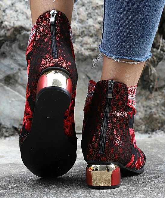 Hot Sale ๐งจ RXFSP Red Floral Ankle Boot - ๐ฉ Women ๐ฅฐ 7 Hot Sale ๐งจ RXFSP Red Floral Ankle Boot - ๐ฉ Women ๐ฅฐ - Image 5