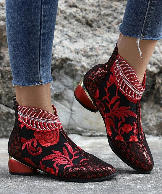 Hot Sale ๐งจ RXFSP Red Floral Ankle Boot - ๐ฉ Women ๐ฅฐ 3 Hot Sale ๐งจ RXFSP Red Floral Ankle Boot - ๐ฉ Women ๐ฅฐ