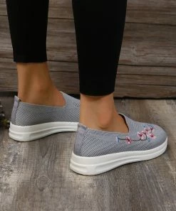 Deals 🧨 RXFSP Gray Floral Embroidered Slip-On 👟 Sneaker - 👩 Women 🌟 -RXFSP-shop zu109666649 alt 4 tm1665579232