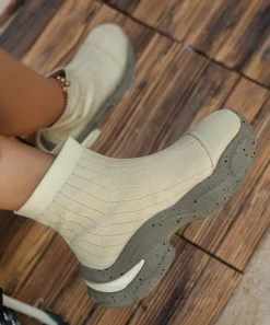 Promo 🔔 RXFSP Beige White Knit Ankle Boot - 👩 Women ✨ -RXFSP-shop zu109666654 alt 2 tm1665579232