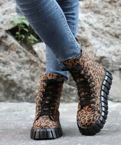 Flash Sale 🎁 RXFSP Brown Leopard Combat Boot - 👩 Women 😉 -RXFSP-shop zu109811683 alt 1 tm1666127755