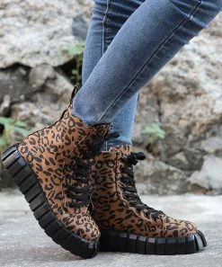 Flash Sale 🎁 RXFSP Brown Leopard Combat Boot - 👩 Women 😉 -RXFSP-shop zu109811683 alt 3 tm1666127755