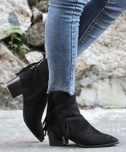 Outlet ✨ RXFSP Black Tassel-Accent Pointed-Toe Boot - 👩 Women 🌟 -RXFSP-shop zu109811757 alt 3 tm1666294663
