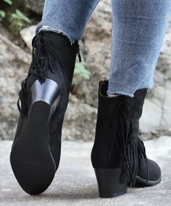 Outlet ✨ RXFSP Black Tassel-Accent Pointed-Toe Boot - 👩 Women 🌟 -RXFSP-shop zu109811757 alt 4 tm1666294663