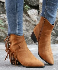 New 🧨 RXFSP Brown Tassel-Accent Pointed-Toe Boot - 👩 Women 🌟
