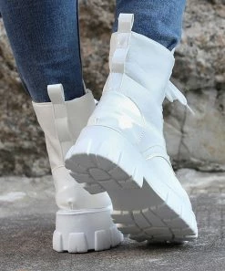 Top 10 👏 RXFSP White Combat Boot - 👩 Women 🎉 -RXFSP-shop zu109814210 alt 3 tm1666384382