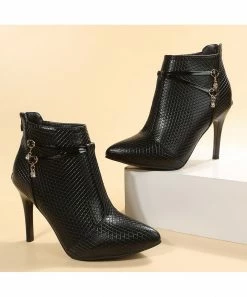 Best Sale 🎁 RXFSP Black Charm Heeled Bootie - 👩 Women 🌟 -RXFSP-shop zu109938165 alt 3 tm1666982926