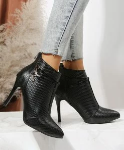 Best Sale 🎁 RXFSP Black Charm Heeled Bootie - 👩 Women 🌟