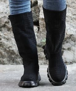 Cheap 🥰 RXFSP Black Ribbed High Boot - 👩 Women 🎉 -RXFSP-shop zu109946128 alt 2 tm1666785272