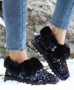 Brand new 🥰 RXFSP Black Sequin Snow Boot - 👩 Women 🎉 -RXFSP-shop zu110221297 alt 2 tm1667327104