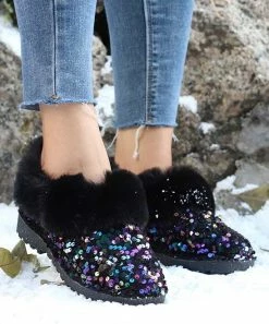 Brand new 🥰 RXFSP Black Sequin Snow Boot - 👩 Women 🎉 -RXFSP-shop zu110221297 alt 3 tm1667327104