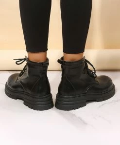 Best deal 🤩 RXFSP Black Patent Combat Boot - 👩 Women 🤩 -RXFSP-shop zu110345940 alt 4 tm1667481891