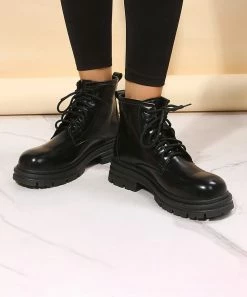 Best deal 🤩 RXFSP Black Patent Combat Boot - 👩 Women 🤩