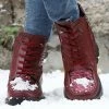 New 👍 RXFSP Wine Red Quilt-Accent Lace-Up Combat Boot - 👩 Women 💯 -RXFSP-shop zu110410832 main tm1667915884
