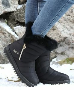 Buy 🥰 RXFSP Black Faux Fur Ankle Boot - 👩 Women 🥰 -RXFSP-shop zu110410833 alt 2 tm1668003439