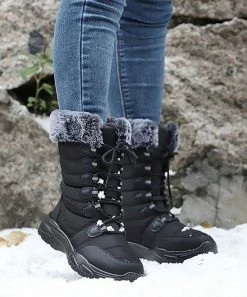 Best deal 👏 RXFSP Black Faux Fur-Trim Combat Boot - 👩 Women 😍 -RXFSP-shop zu110417528 alt 3 tm1668028916