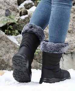 Best deal 👏 RXFSP Black Faux Fur-Trim Combat Boot - 👩 Women 😍 -RXFSP-shop zu110417528 alt 4 tm1668028916