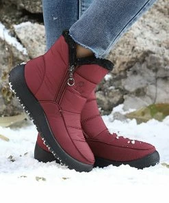 Cheapest ✨ RXFSP Wine Red & Black Quilted Faux Fur-Lined Snow Boot - 👩 Women ⌛ -RXFSP-shop zu110417658 alt 2 tm1667915884