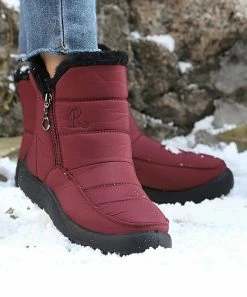 Cheapest ✨ RXFSP Wine Red & Black Quilted Faux Fur-Lined Snow Boot - 👩 Women ⌛ -RXFSP-shop zu110417658 alt 3 tm1667915884