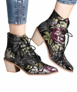 Best reviews of 💯 RXFSP Black Embroidered Floral Ankle Boot - 👩 Women ⭐