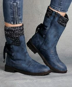 Outlet 💯 RXFSP Blue Knit-Cuff Water-Resistant Boot - 👩 Women 😍