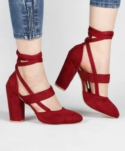 Discount ๐ RXFSP Red Strappy Velvet D'Orsay Pump - ๐ฉ Women ๐งจ