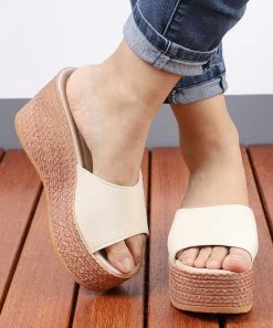 Best deal ⭐ RXFSP Beige Wedge Slide - 👩 Women 😍