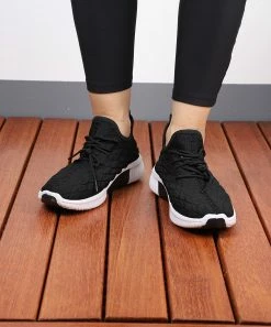 Deals 🤩 RXFSP Black Lace-Up Mesh-Knit 👟 Sneaker - 👩 Women 😍 -RXFSP-shop zu97488812 alt 3 tm1625754819