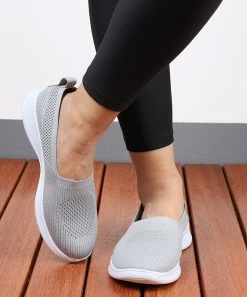 Buy 💯 RXFSP Gray Contrast-Sole Mesh-Knit 👟 Sneaker - 👩 Women 👍