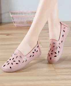 Best Sale ⌛ RXFSP Pink Floral-Eyelet Loafer - 👩 Women 🌟