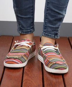 Best deal 🥰 RXFSP Pink & Green Multicolor Geo Canvas 👟 Sneaker - 👩 Women 🛒 -RXFSP-shop zu98101928 alt 2 tm1627656652