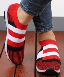 Promo 🌟 RXFSP Red Stripe Woven Slip-On 👟 Sneaker - 👩 Women 👍 -RXFSP-shop zu98109470 alt 2 tm1627487474