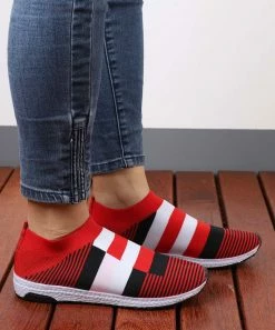 Promo 🌟 RXFSP Red Stripe Woven Slip-On 👟 Sneaker - 👩 Women 👍 -RXFSP-shop zu98109470 alt 3 tm1627487474