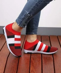 Promo 🌟 RXFSP Red Stripe Woven Slip-On 👟 Sneaker - 👩 Women 👍