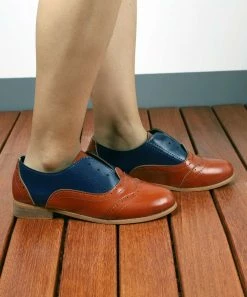 Buy 💯 RXFSP Brown Color Block Perforated Lace-Free Oxford - 👩 Women ✨ -RXFSP-shop zu98110393 alt 3 tm1627487919