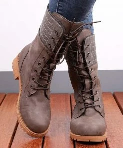 Wholesale 🔔 RXFSP Coffee Lace-Up Boot - 👩 Women 🥰