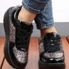 Top 10 ⭐ RXFSP Black Glitter Leather Platform 👟 Sneaker - 👩 Women ❤️