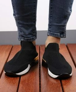 Wholesale ⭐ RXFSP Black & White Metallic-Accent Slip-On 👟 Sneaker - 👩 Women 😉 -RXFSP-shop zu98979030 alt 3 tm1629992538